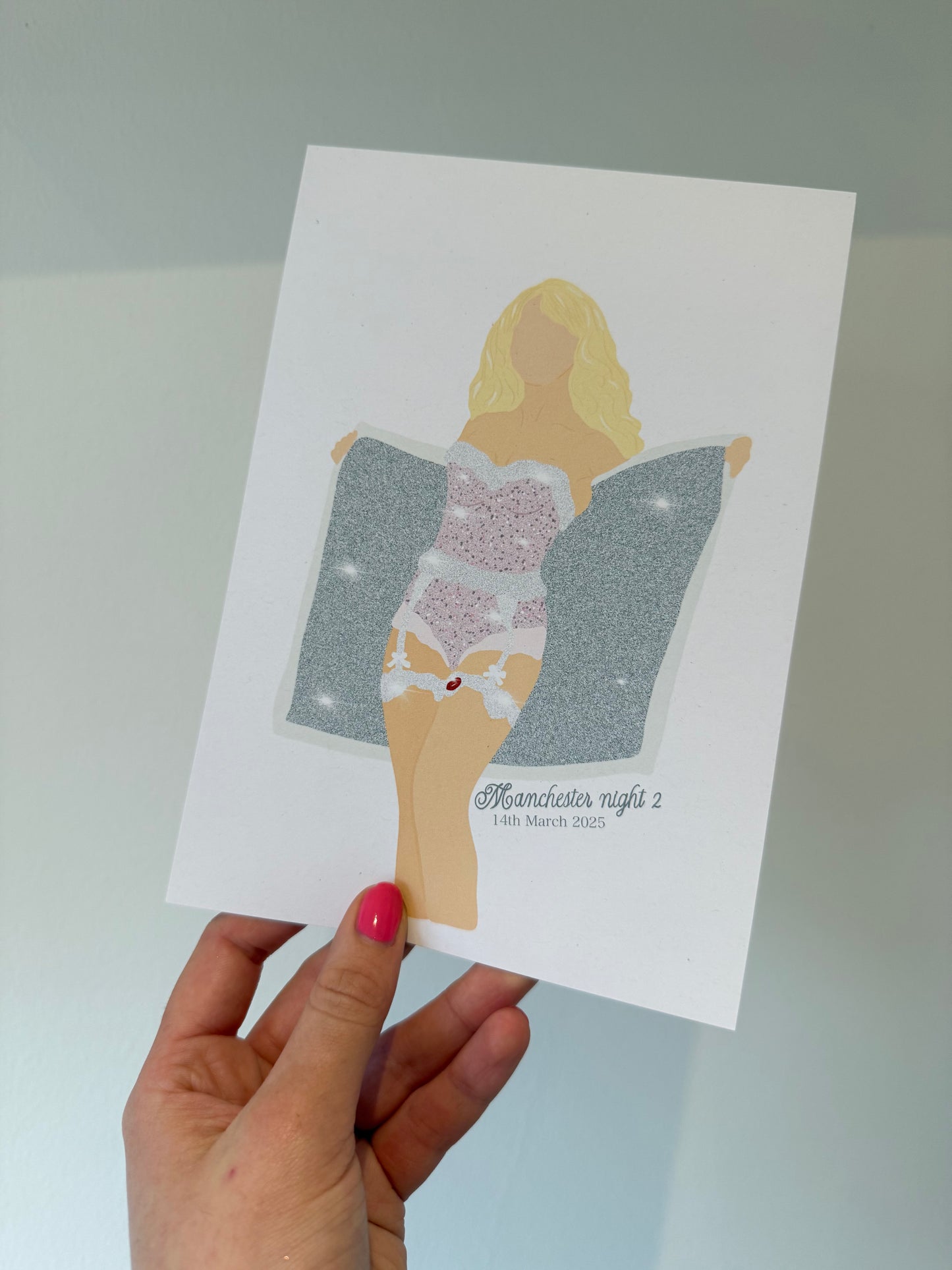 Short n’ Sweet Manchester outfit prints. A5 print. Nights 1 and 2