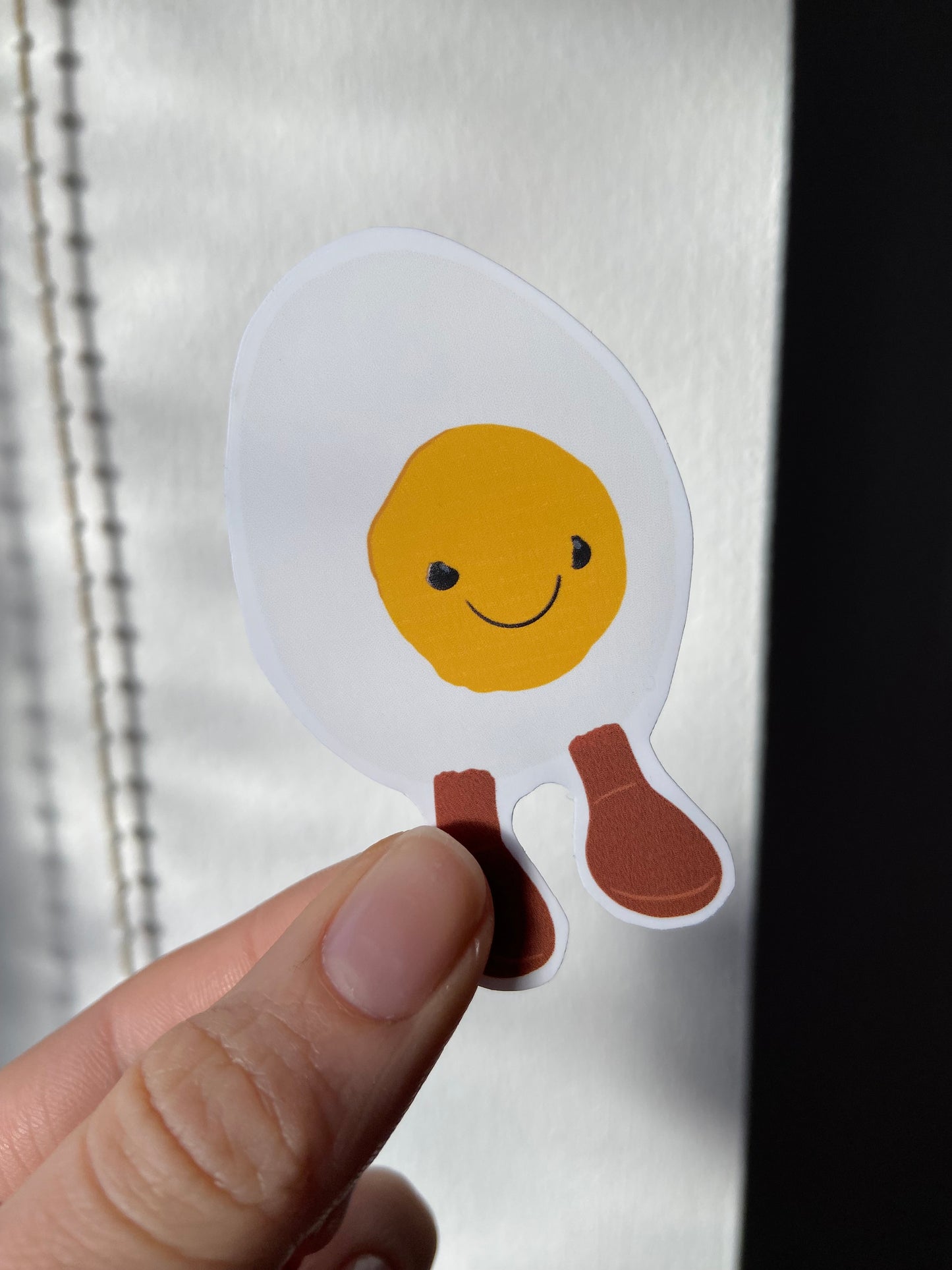 Cuddly toy Matte sticker. Block colours. Bean, rabbit, sun shine, croissant and egg
