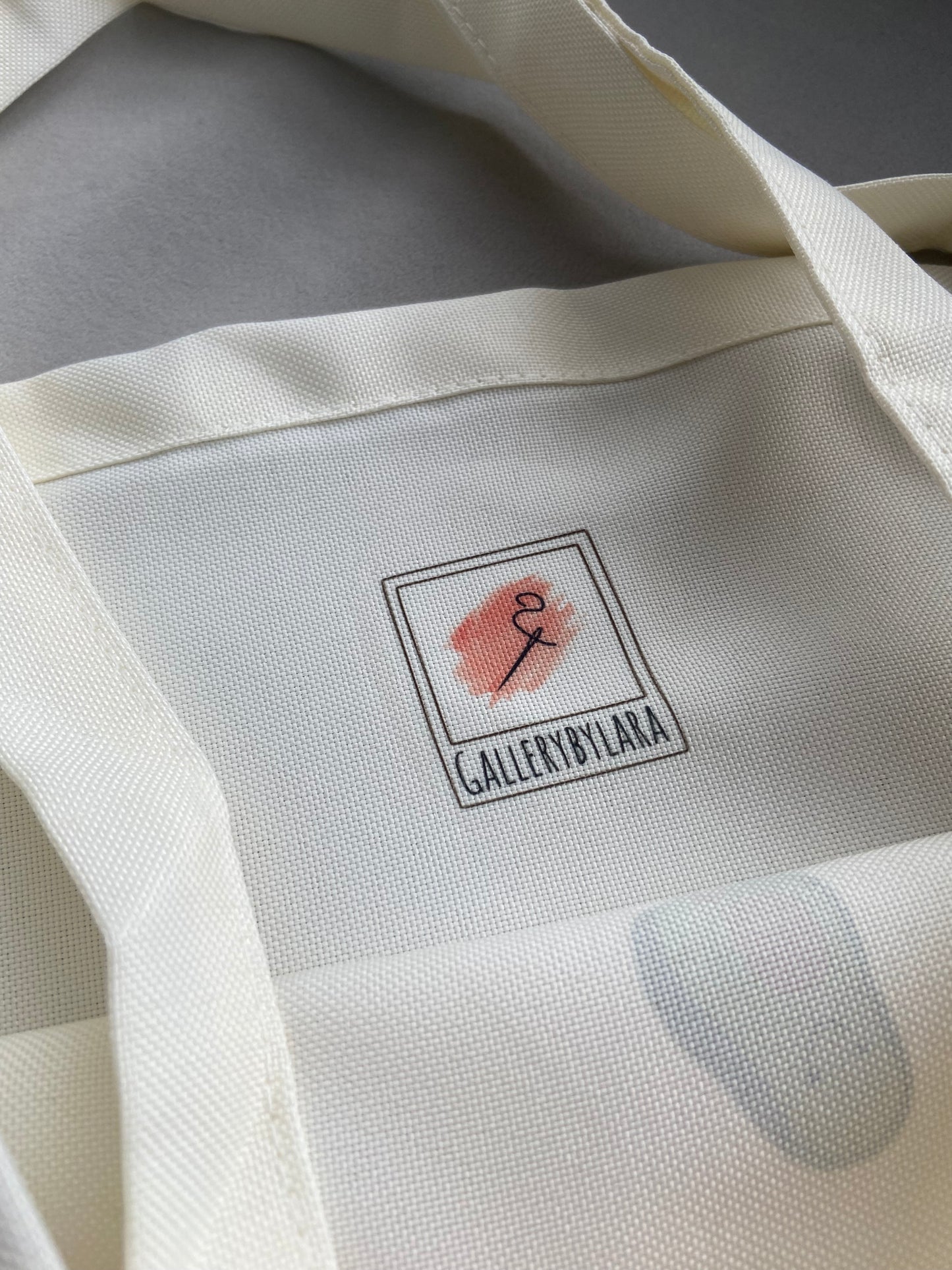 Food cuddly toy tote bag. Cream