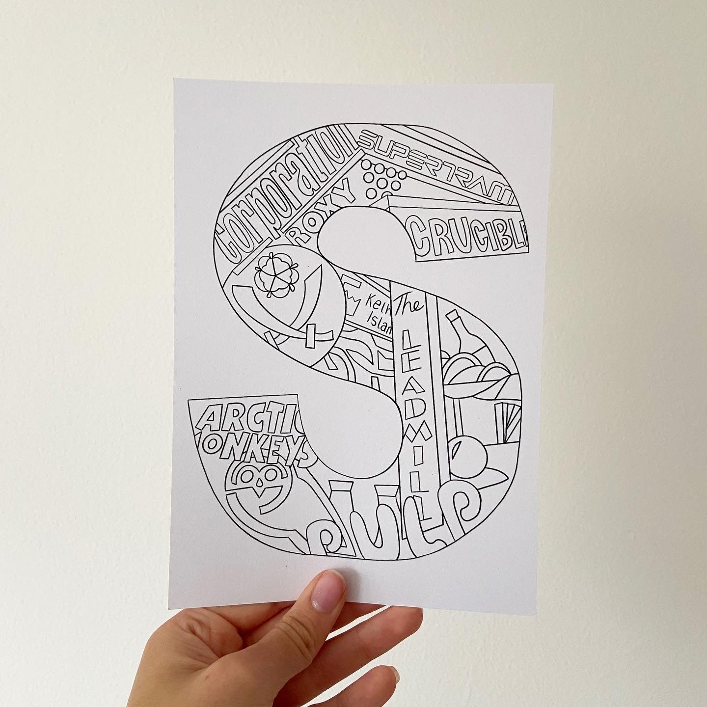 Sheffield print featuring the iconic things of Sheffield. A5