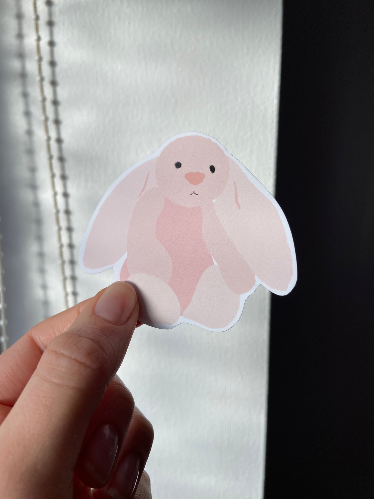 Cuddly toy Matte sticker. Block colours. Bean, rabbit, sun shine, croissant and egg