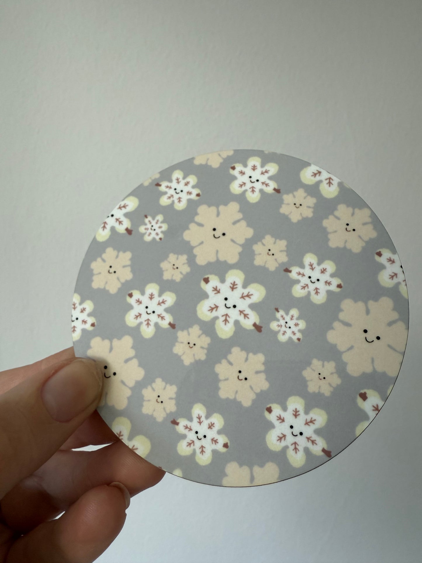Christmas coaster. Snowflakes. Round. Set of 2. Collectibles. Cuddly toy
