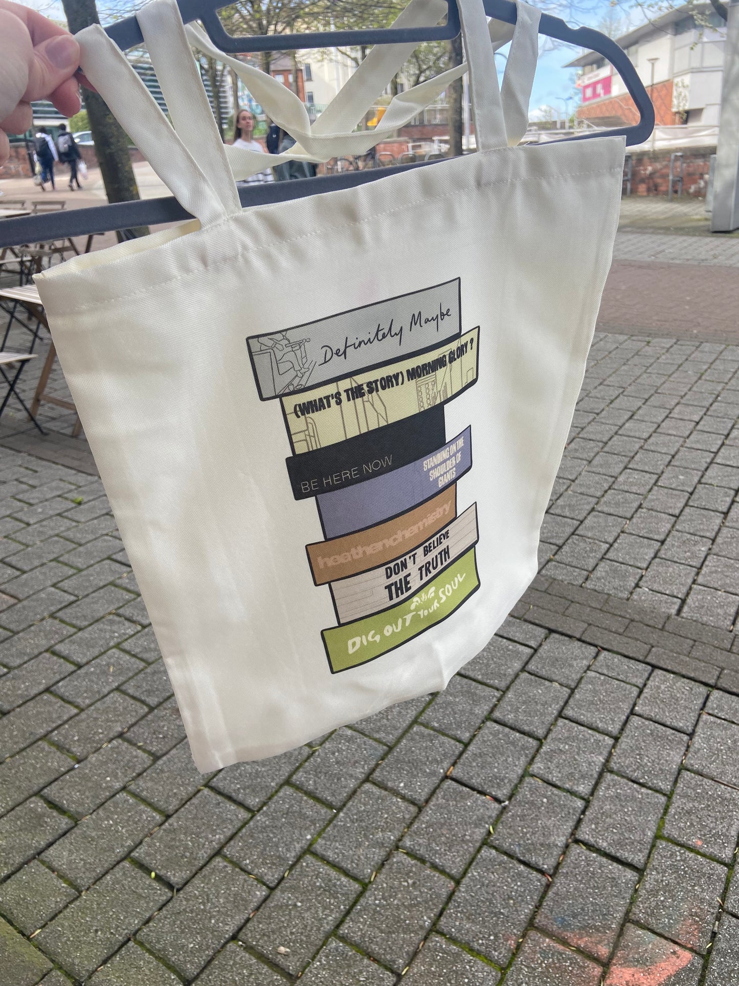 Oasis album tote bag. Cream