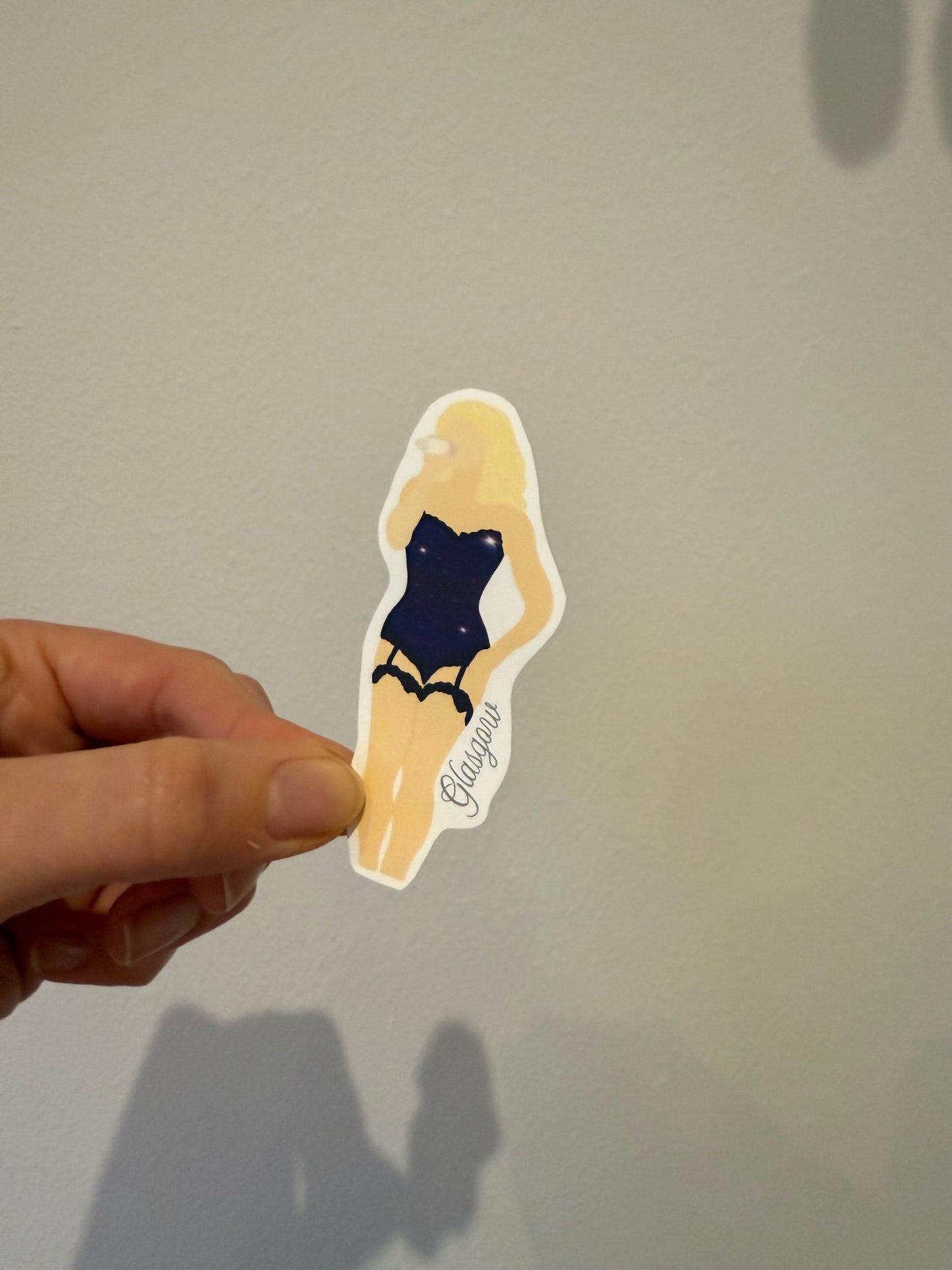 Glasgow 2025 Matte sticker. Short n’ Sweet. Block colours.
