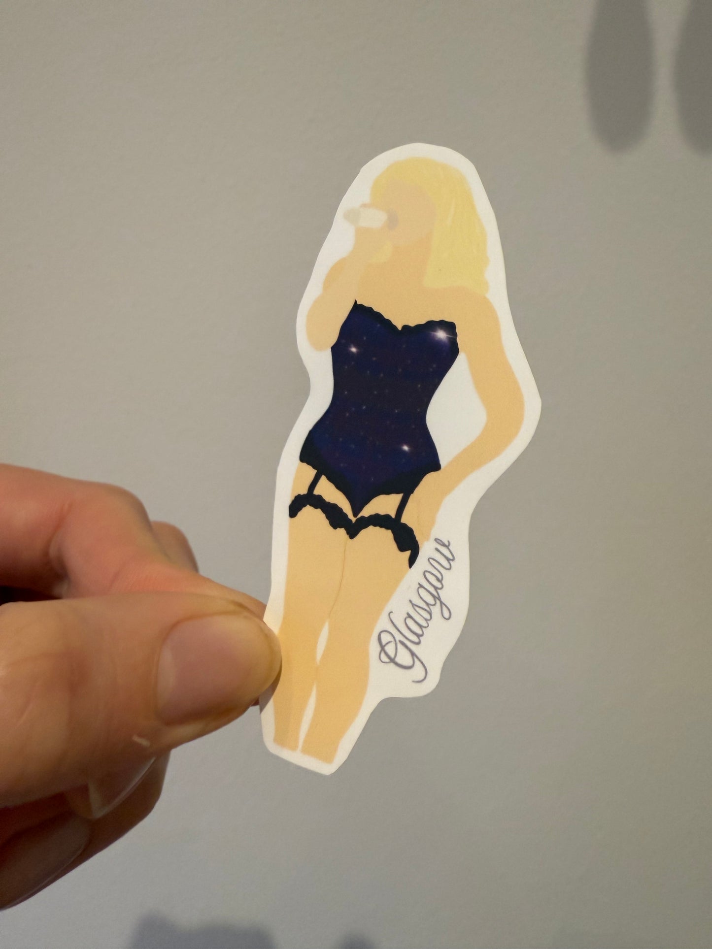Glasgow 2025 Matte sticker. Short n’ Sweet. Block colours.
