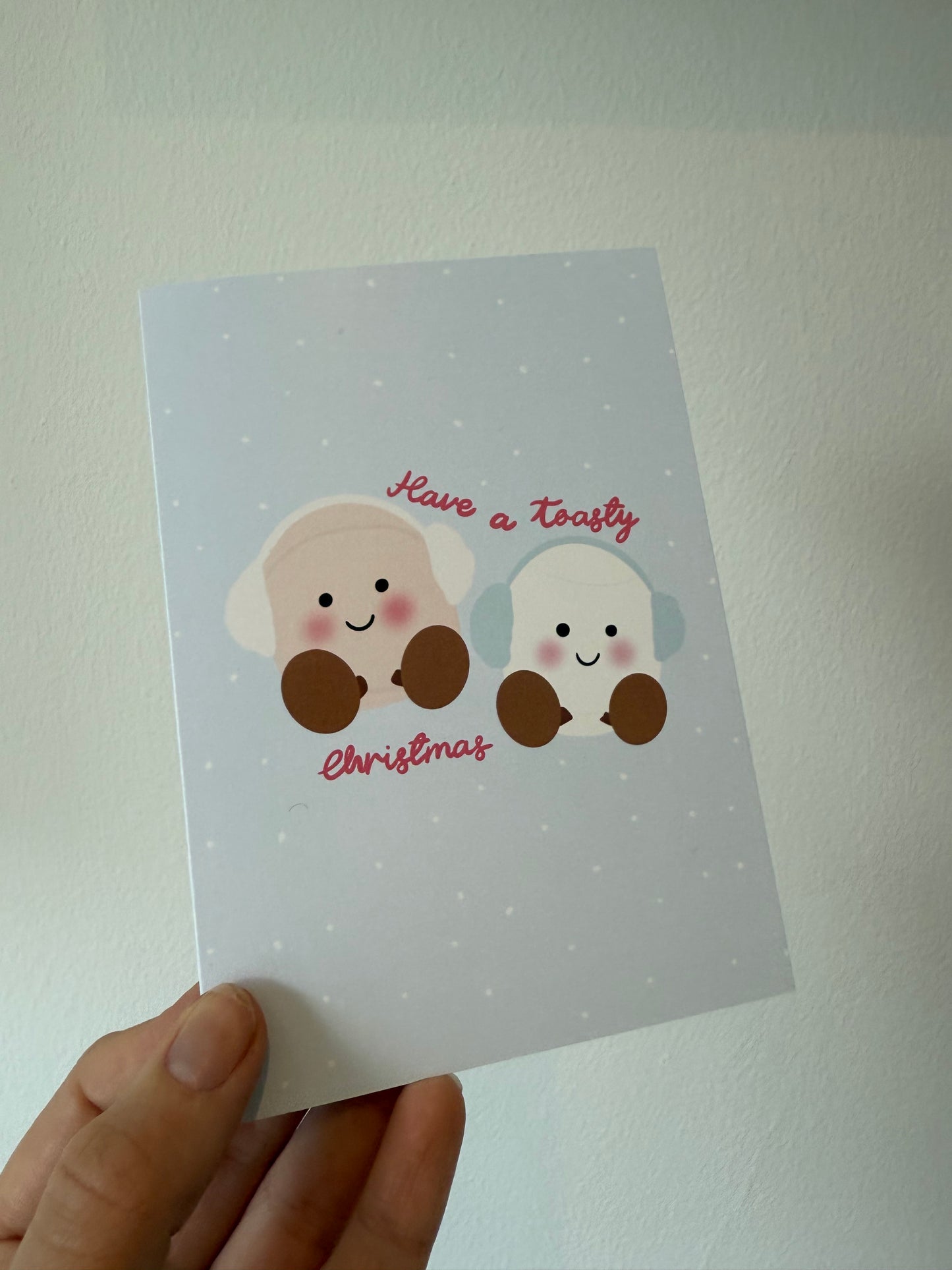 “Have a toasty Christmas” card. A6. Marshmallows