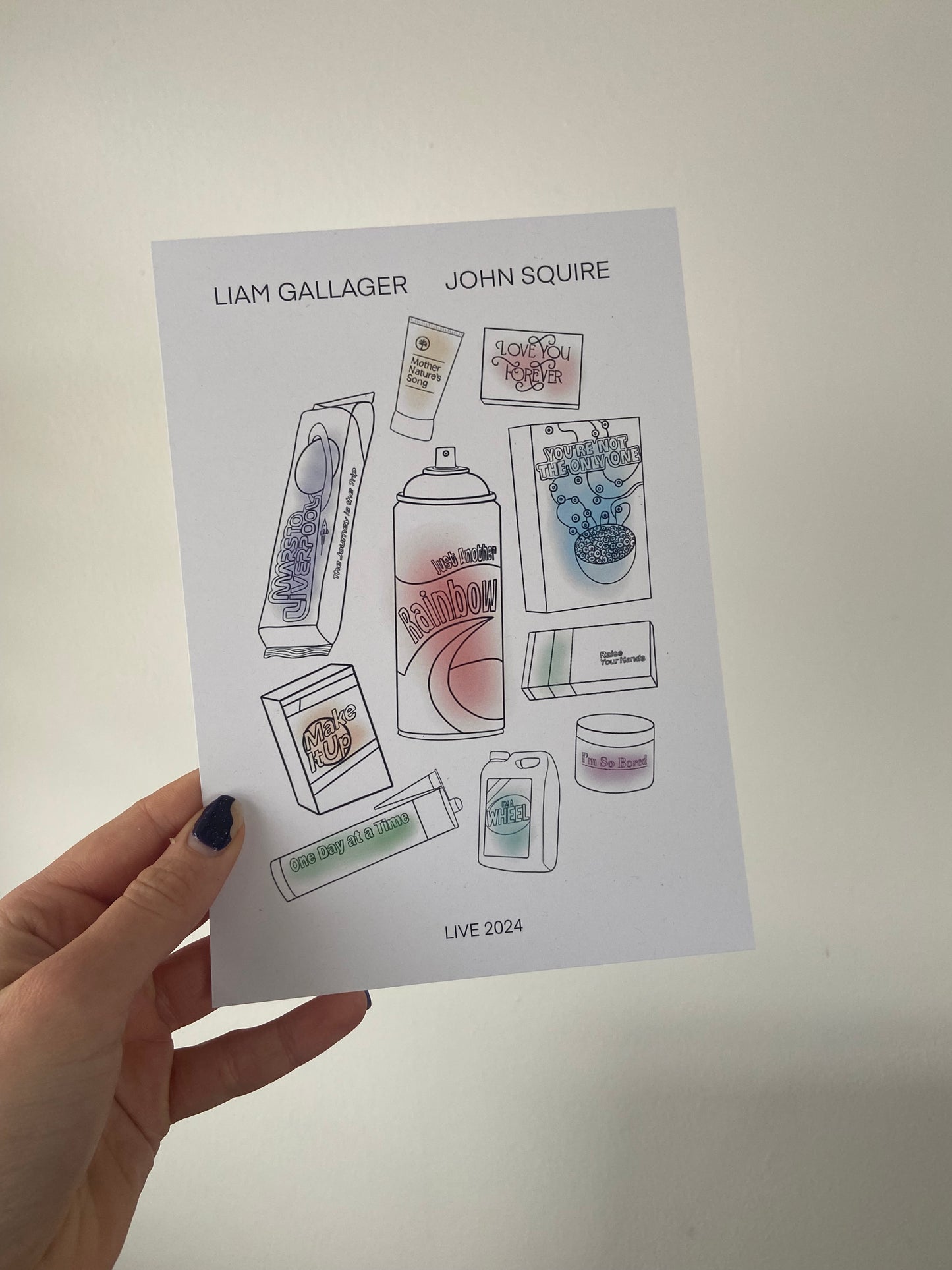 Liam and John live on tour print. A5