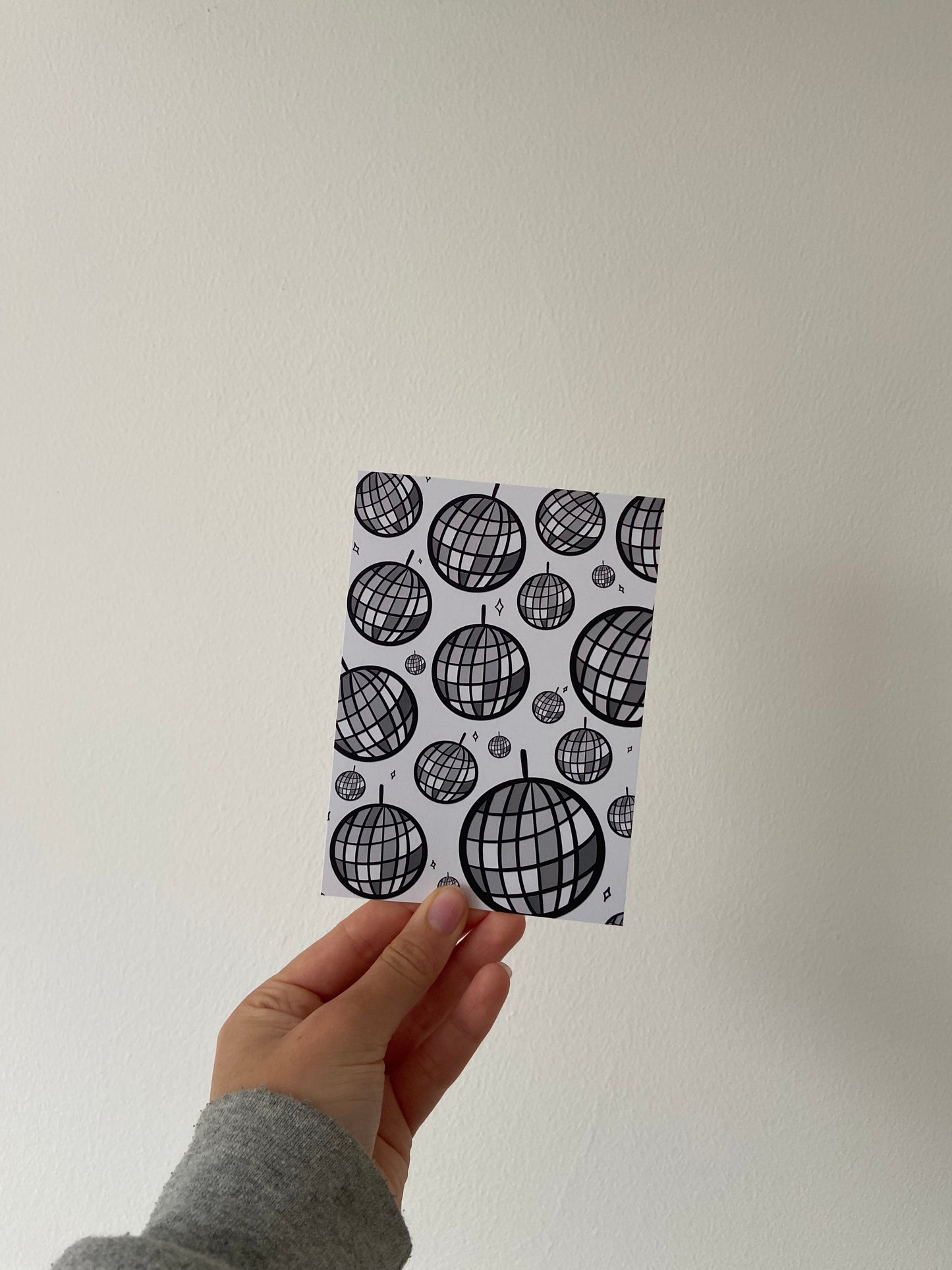 Disco ball postcard. Mirror ball