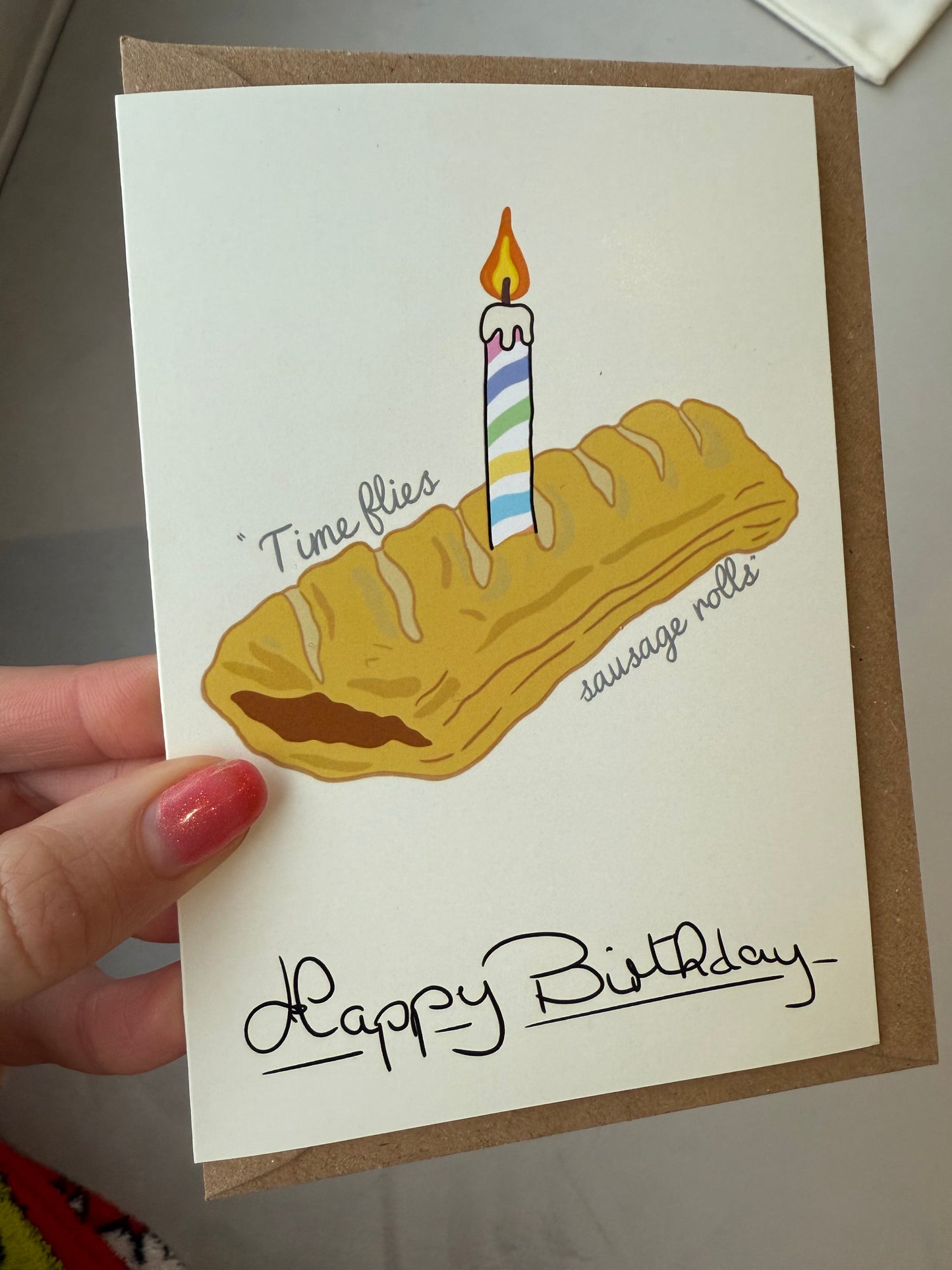Sausage Roll birthday card. A6. Charity item