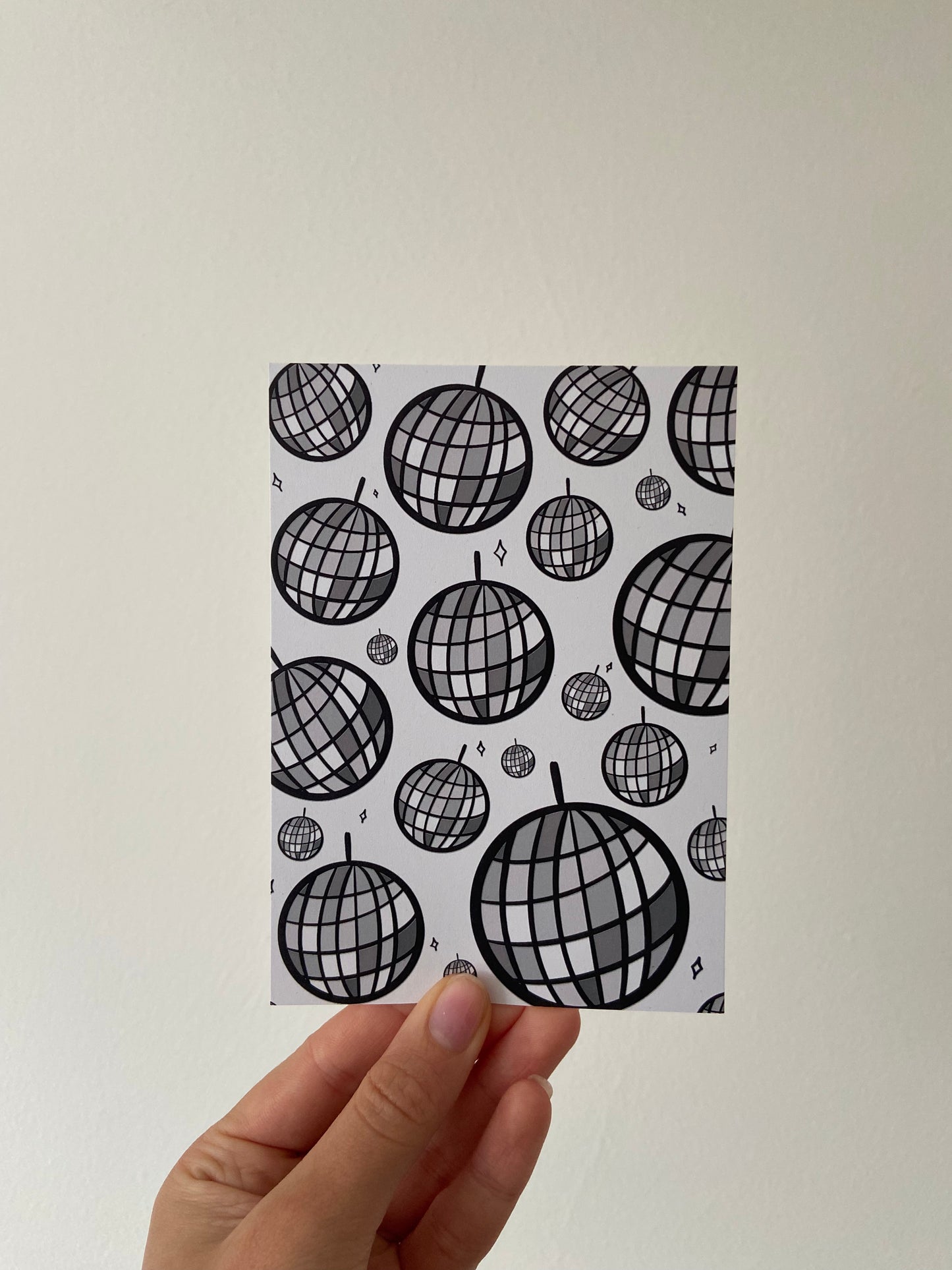 Disco ball postcard. Mirror ball