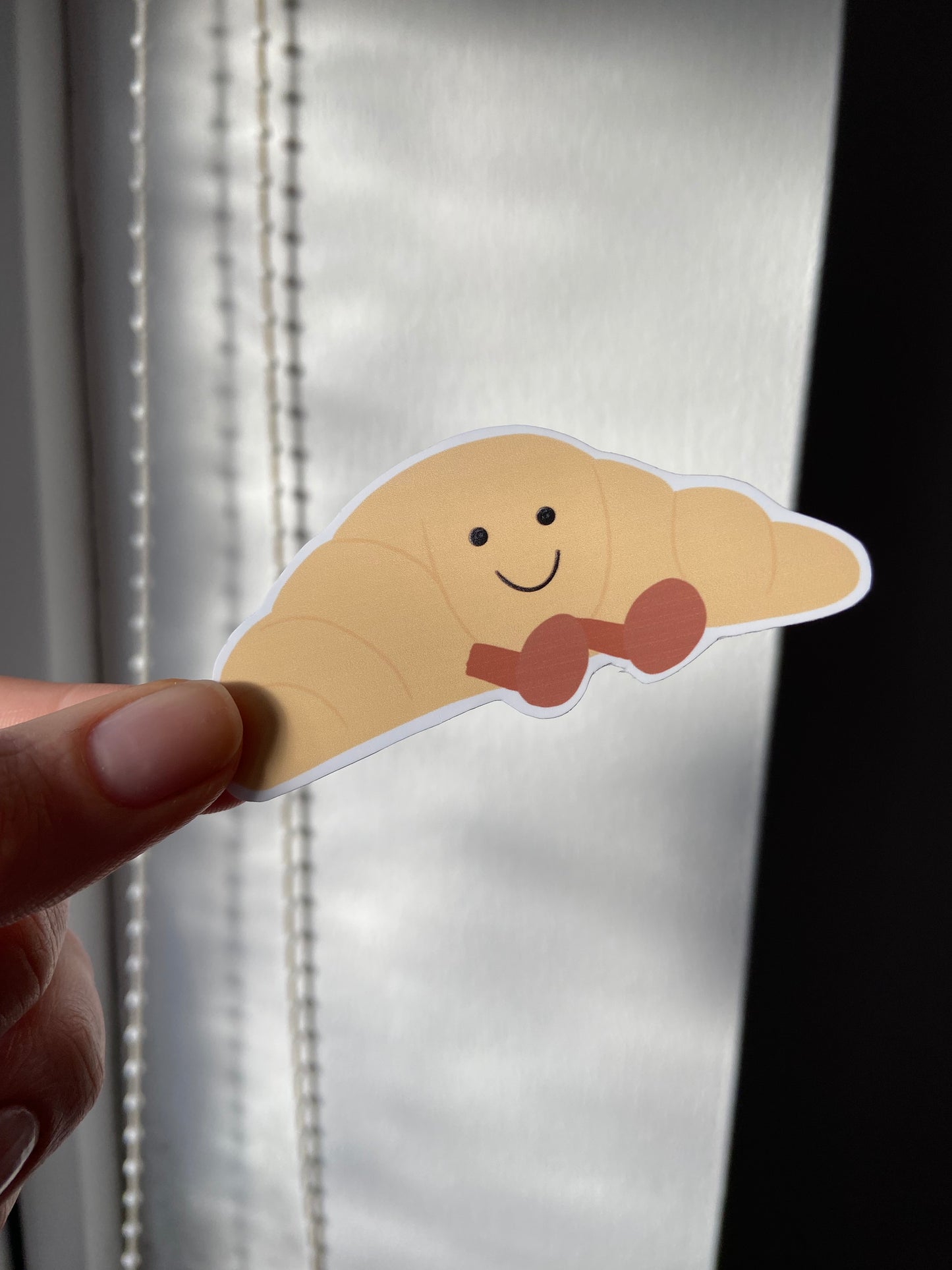 Cuddly toy Matte sticker. Block colours. Bean, rabbit, sun shine, croissant and egg