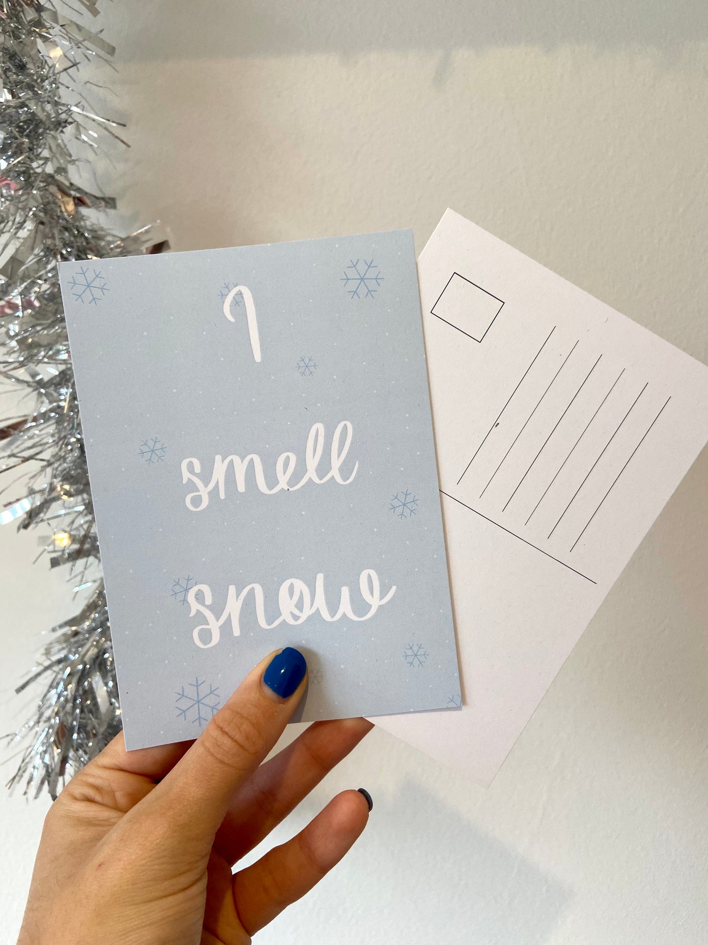 I smell snow Christmas postcard. Lorelia Gilmore.