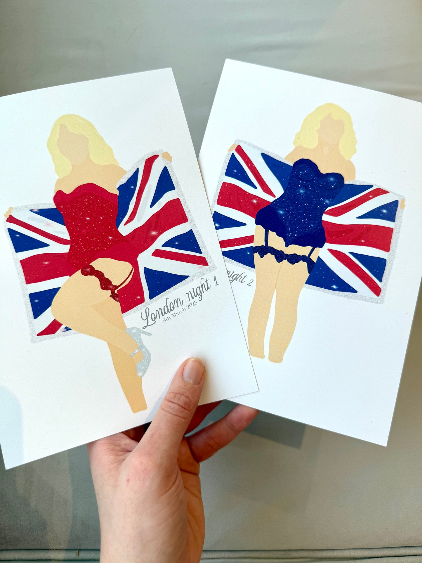 Short n’ Sweet London outfit prints. A5 print. Nights 1 and 2