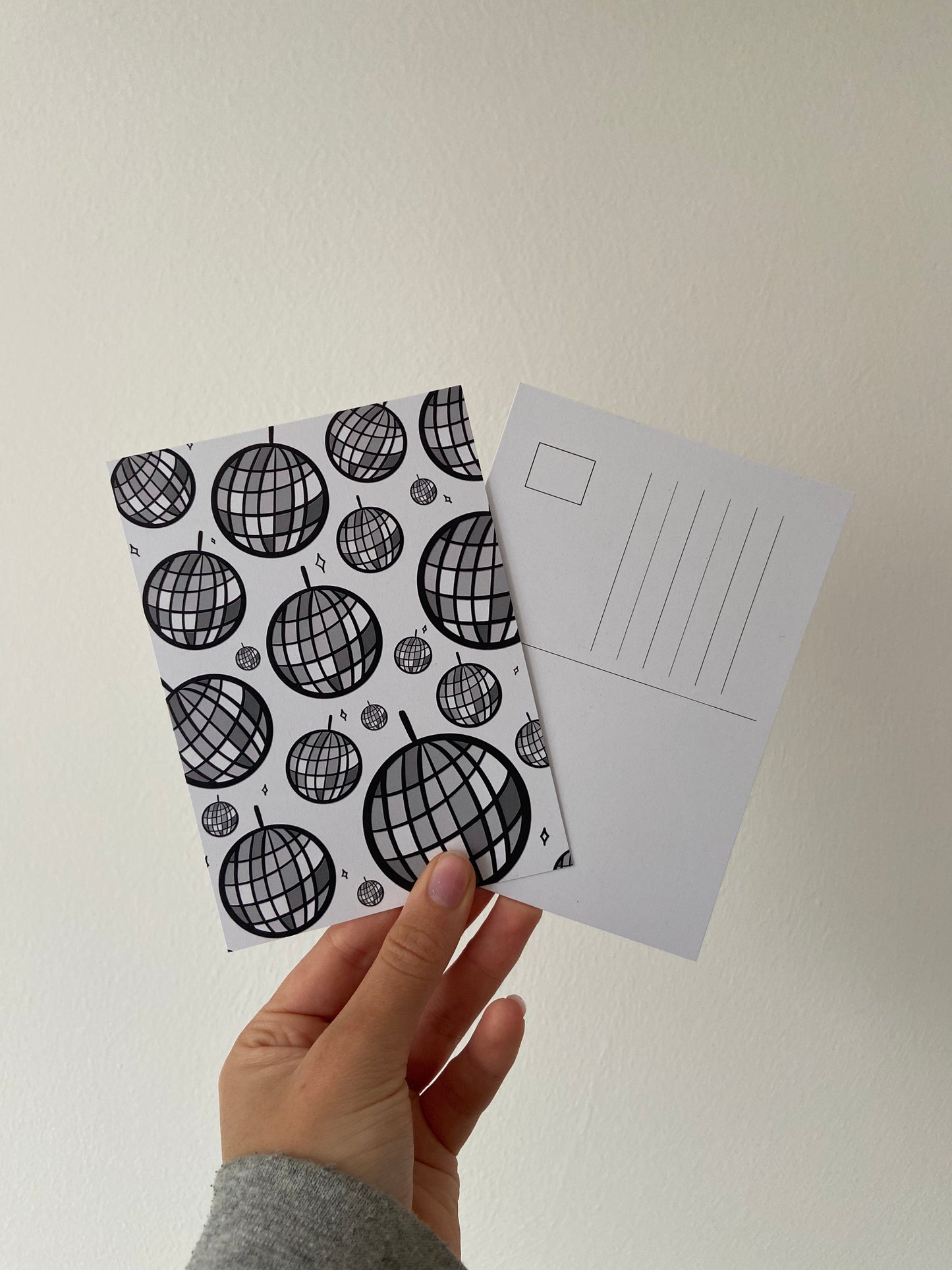 Disco ball postcard. Mirror ball
