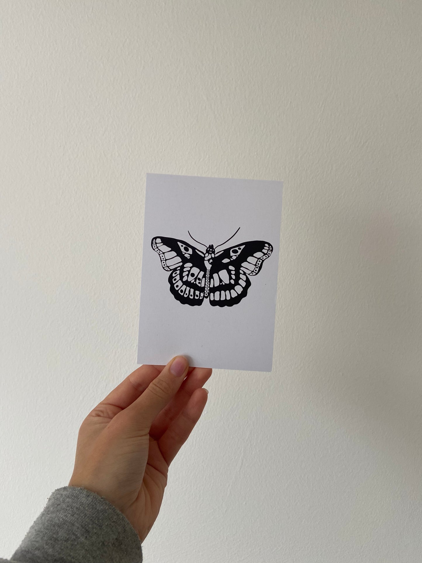 Moth tattoo postcard.
