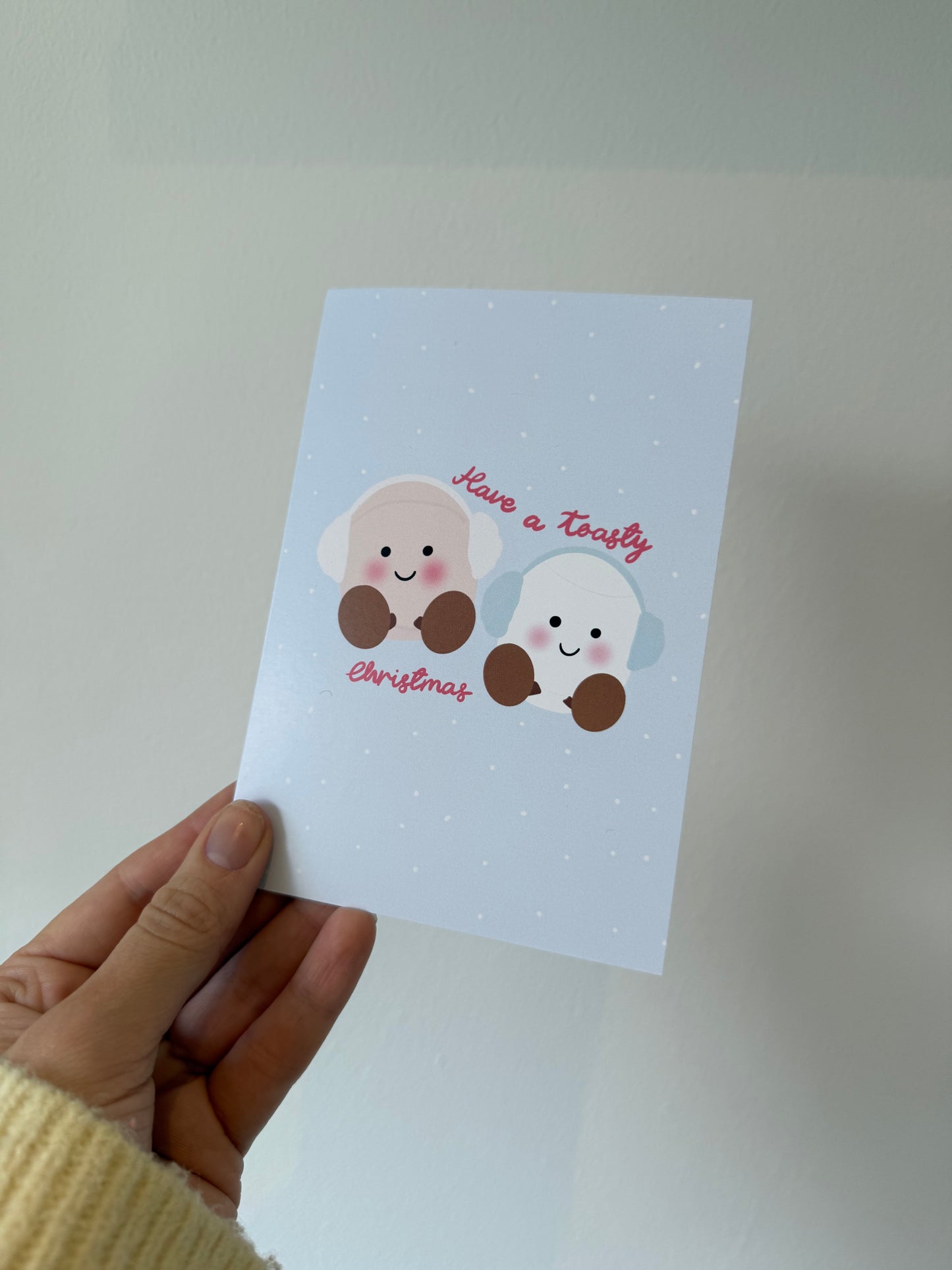 “Have a toasty Christmas” card. A6. Marshmallows