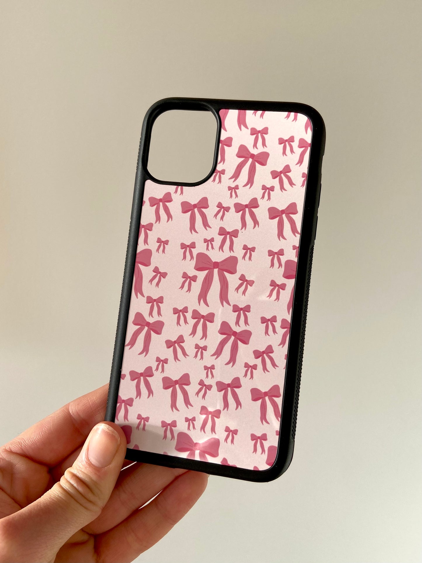Pink ribbon bow phone case
