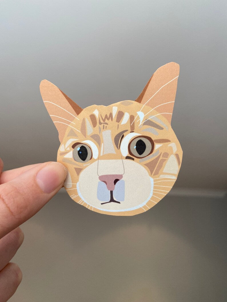 Ginger cat sticker. Matte sticker. Block colours. Orange cat