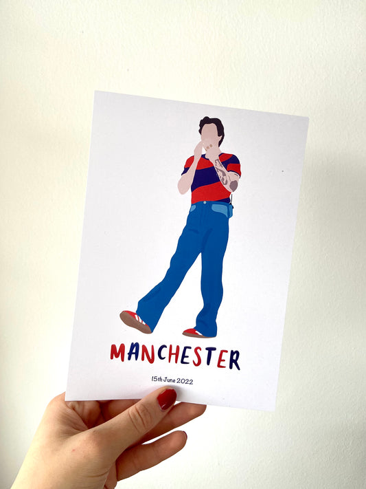 Manchester 2022 outfit prints. A5 print. Night 1