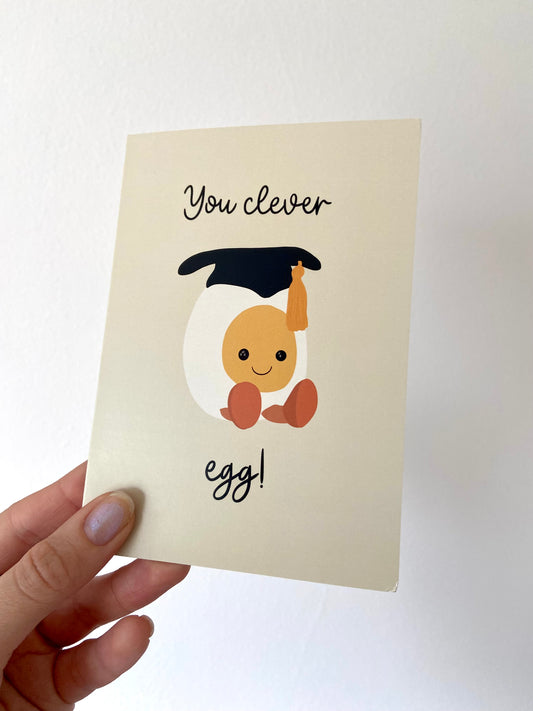 Graduation card. Clever egg. A6.