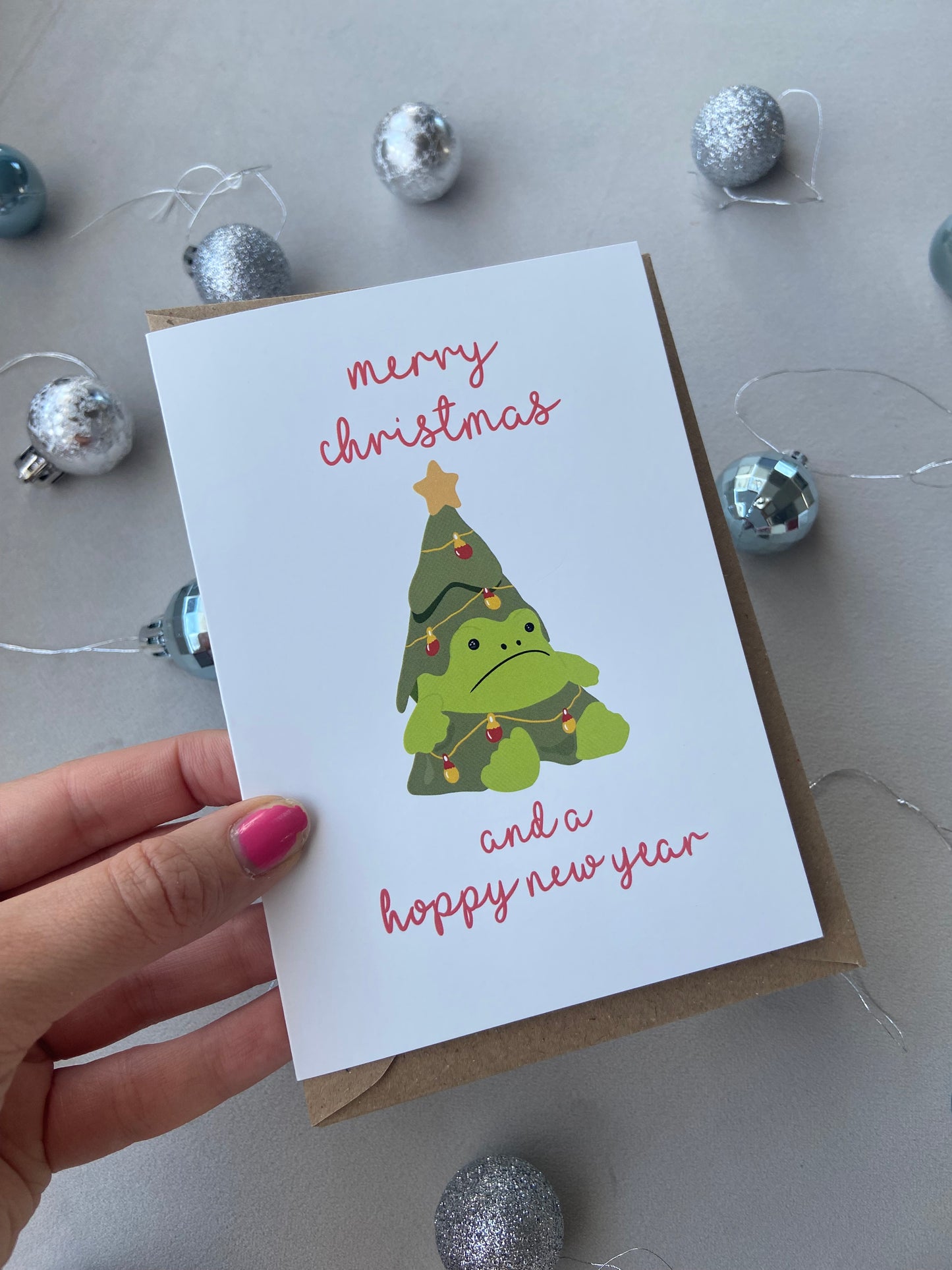 “Merry Christmas & hoppy new year” card. A6