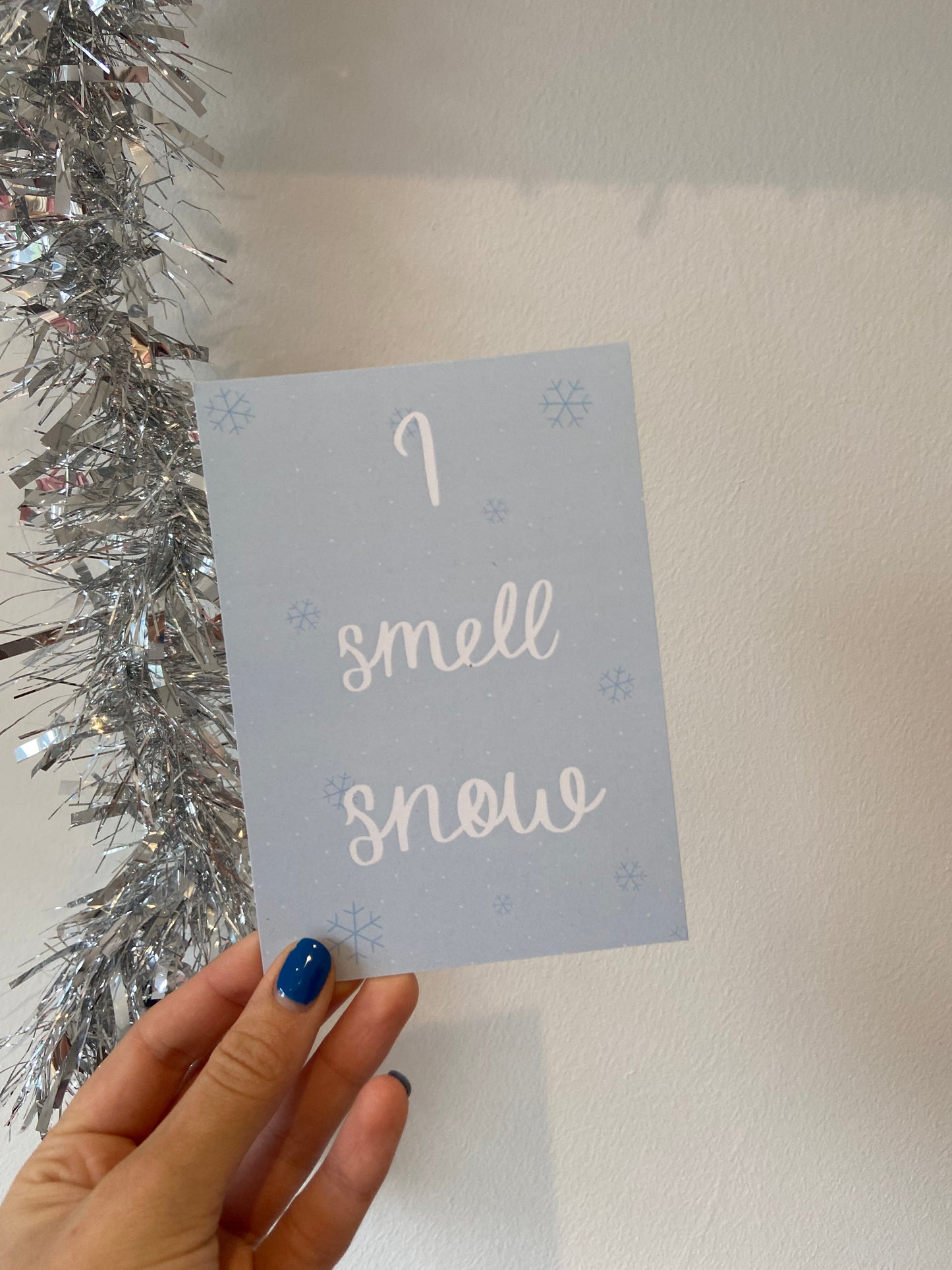 I smell snow Christmas postcard. Lorelia Gilmore.