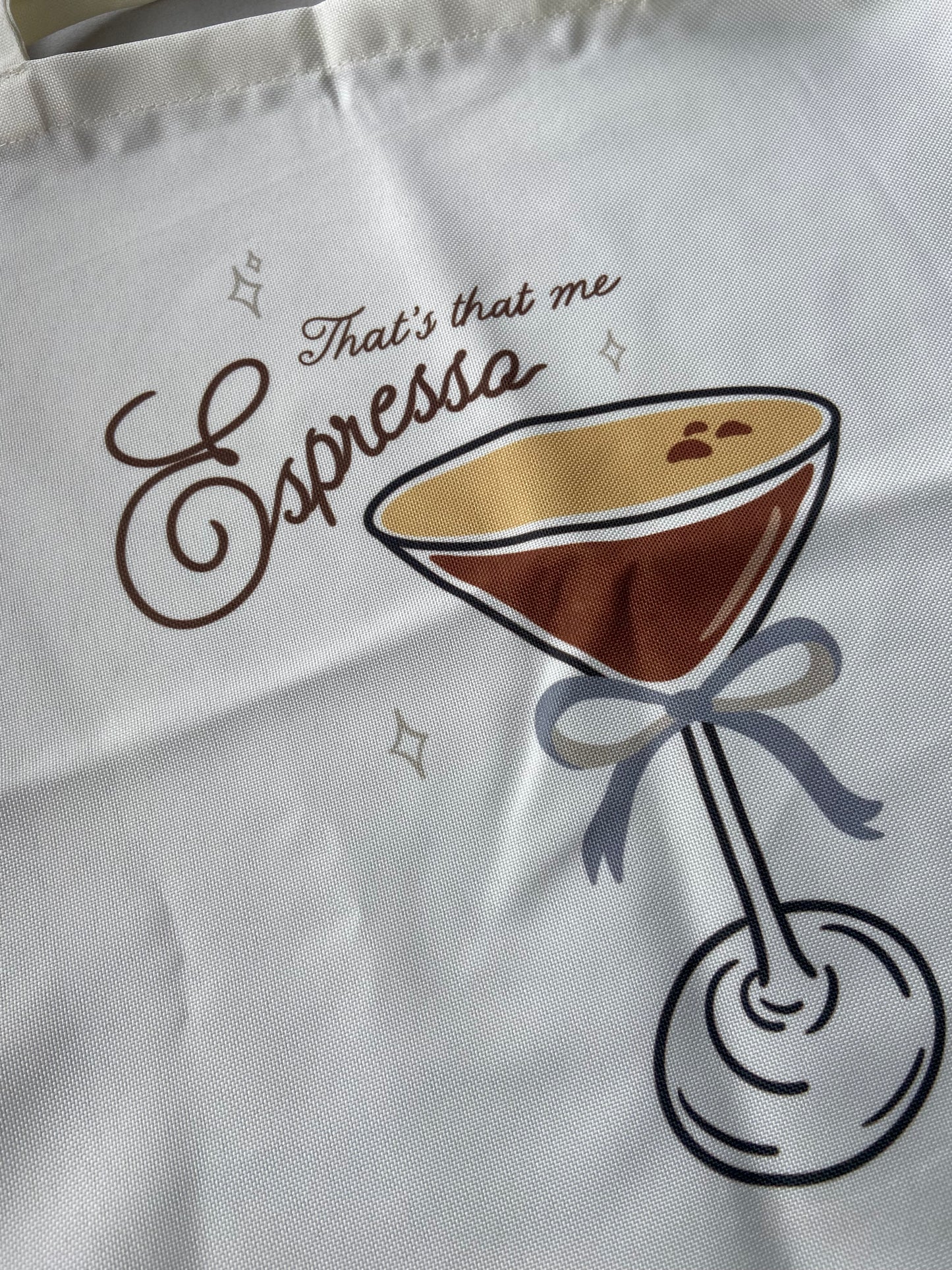 Espresso martini tote bag. Cream