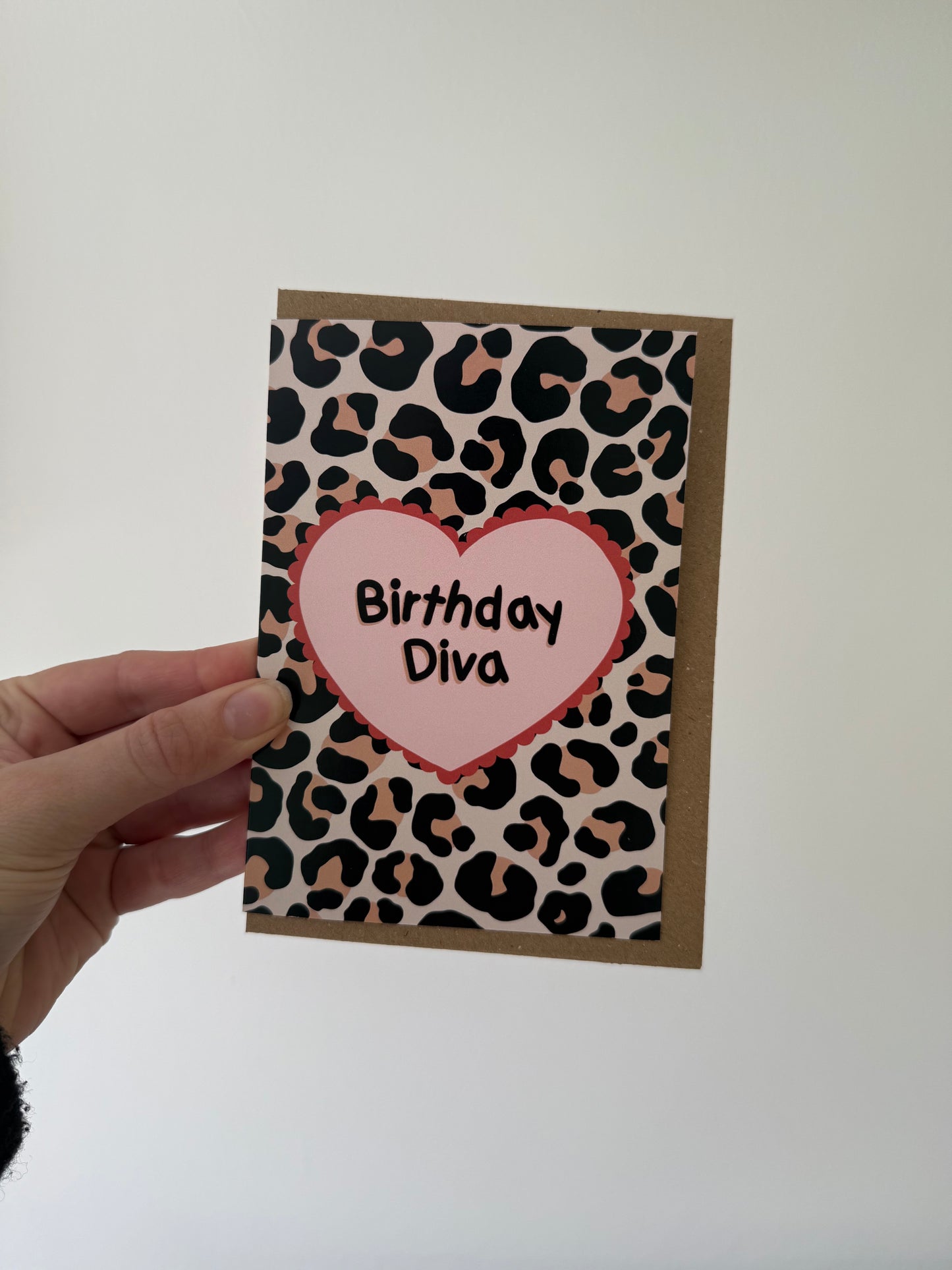 Birthday Diva. Leopard print birthday card. A6