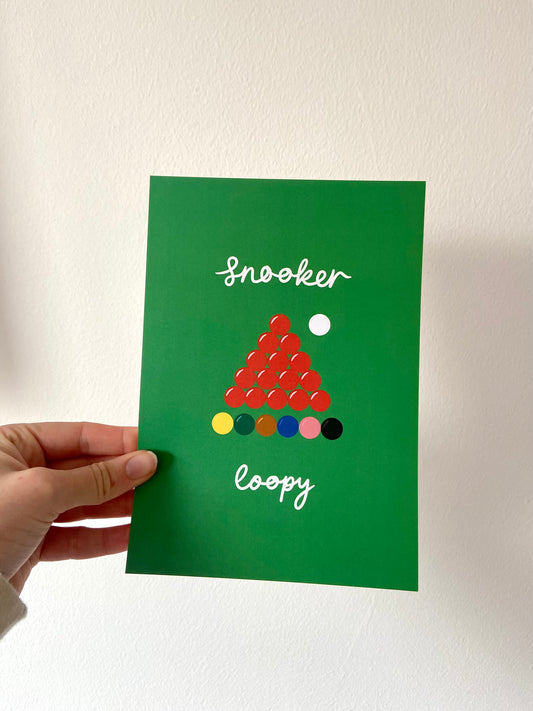 Snooker loopy A5 print. Green background