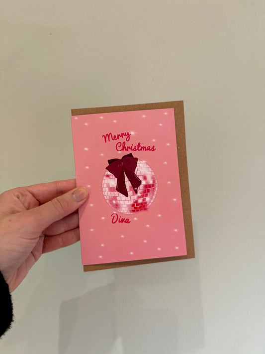 “Merry Christmas Diva” Christmas card. A6. Disco ball