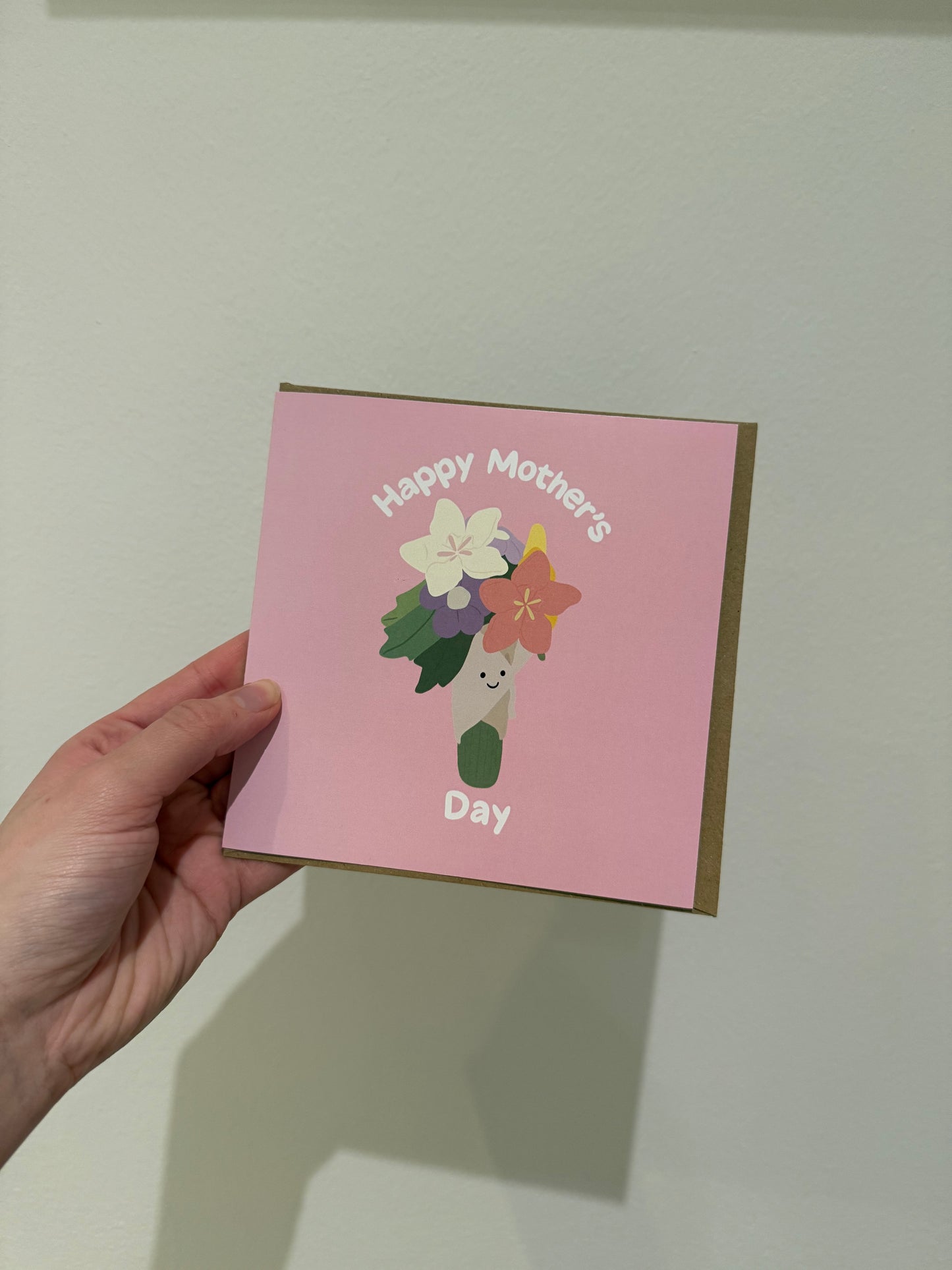 Mother’s Day Card. Flowers. Cuddly toy. Squared (148mmx148mm)