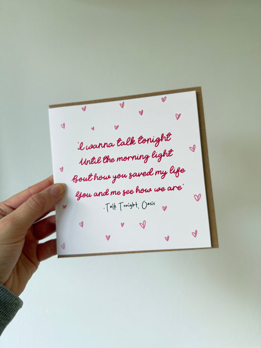 Talk Tonight Valentine’s Card. Squared (148mmx148mm)