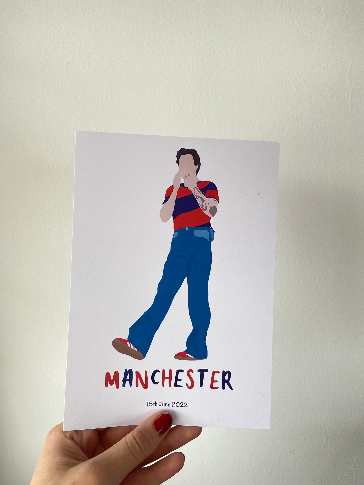 Manchester 2022 outfit prints. A5 print. Night 1