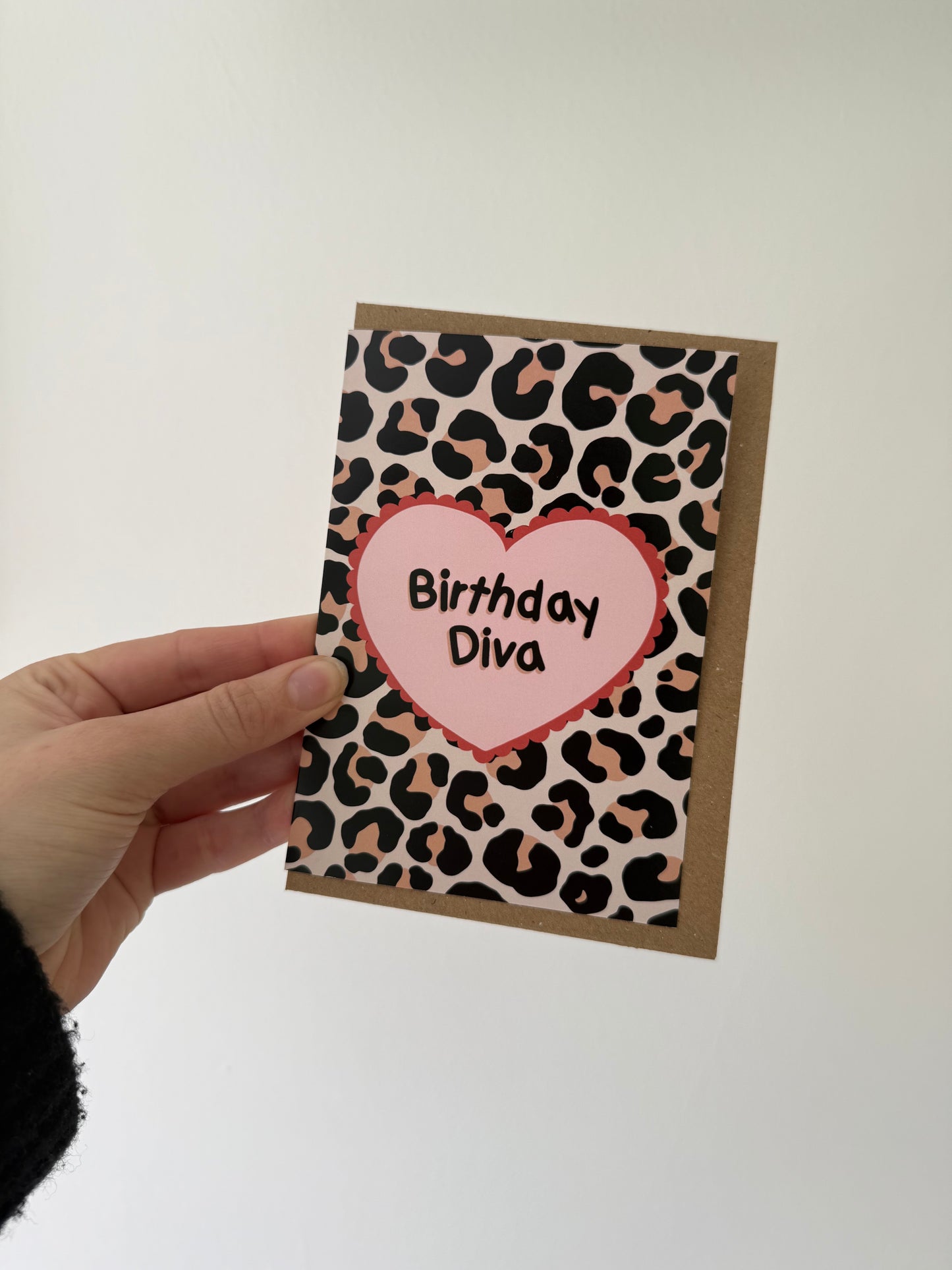 Birthday Diva. Leopard print birthday card. A6