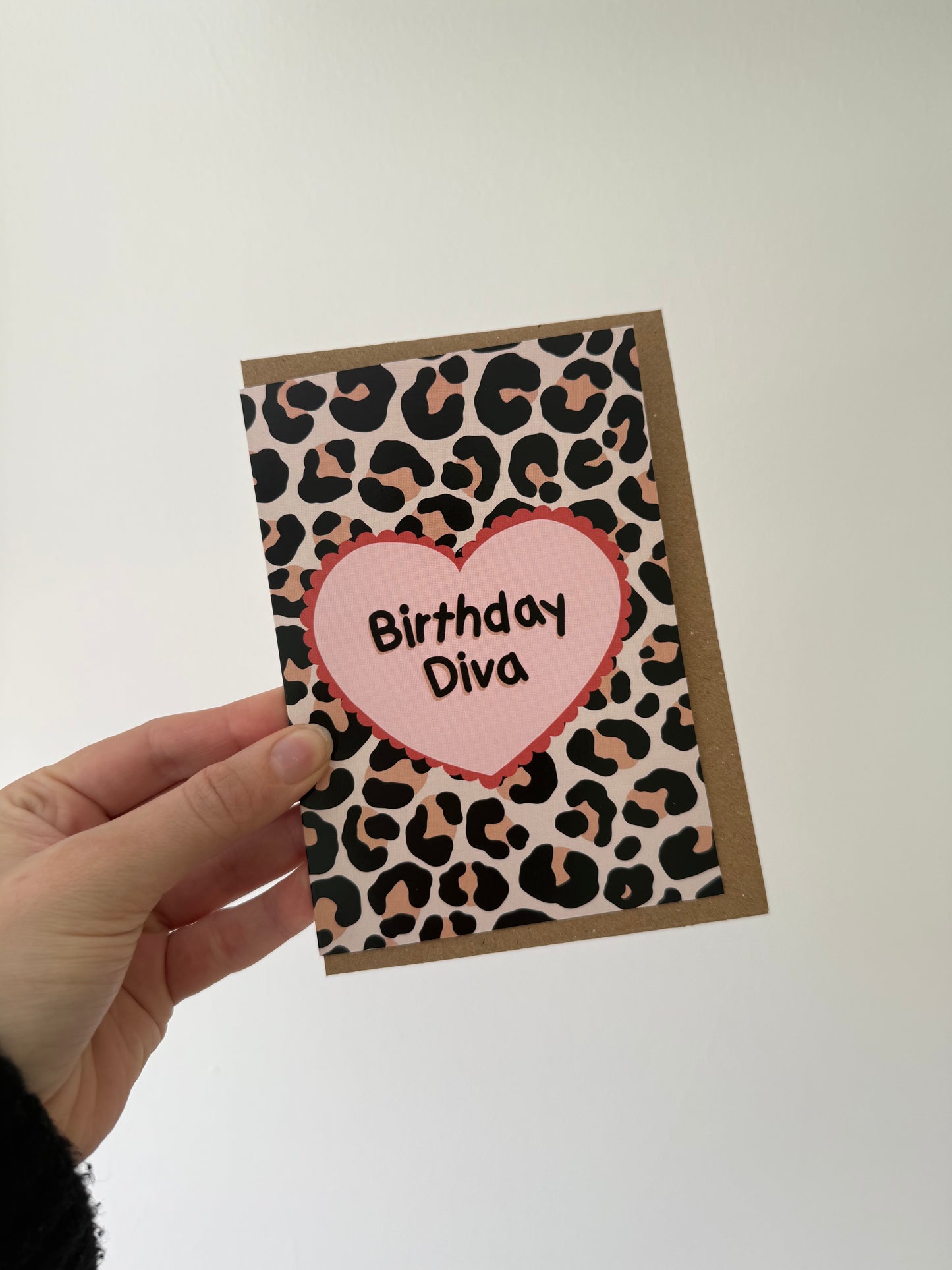 Birthday Diva. Leopard print birthday card. A6