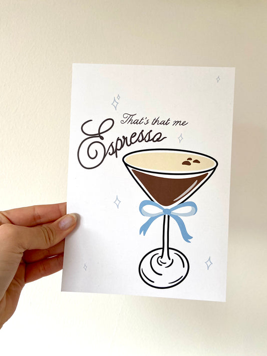 Espresso A5 print. Espresso martini. Music print