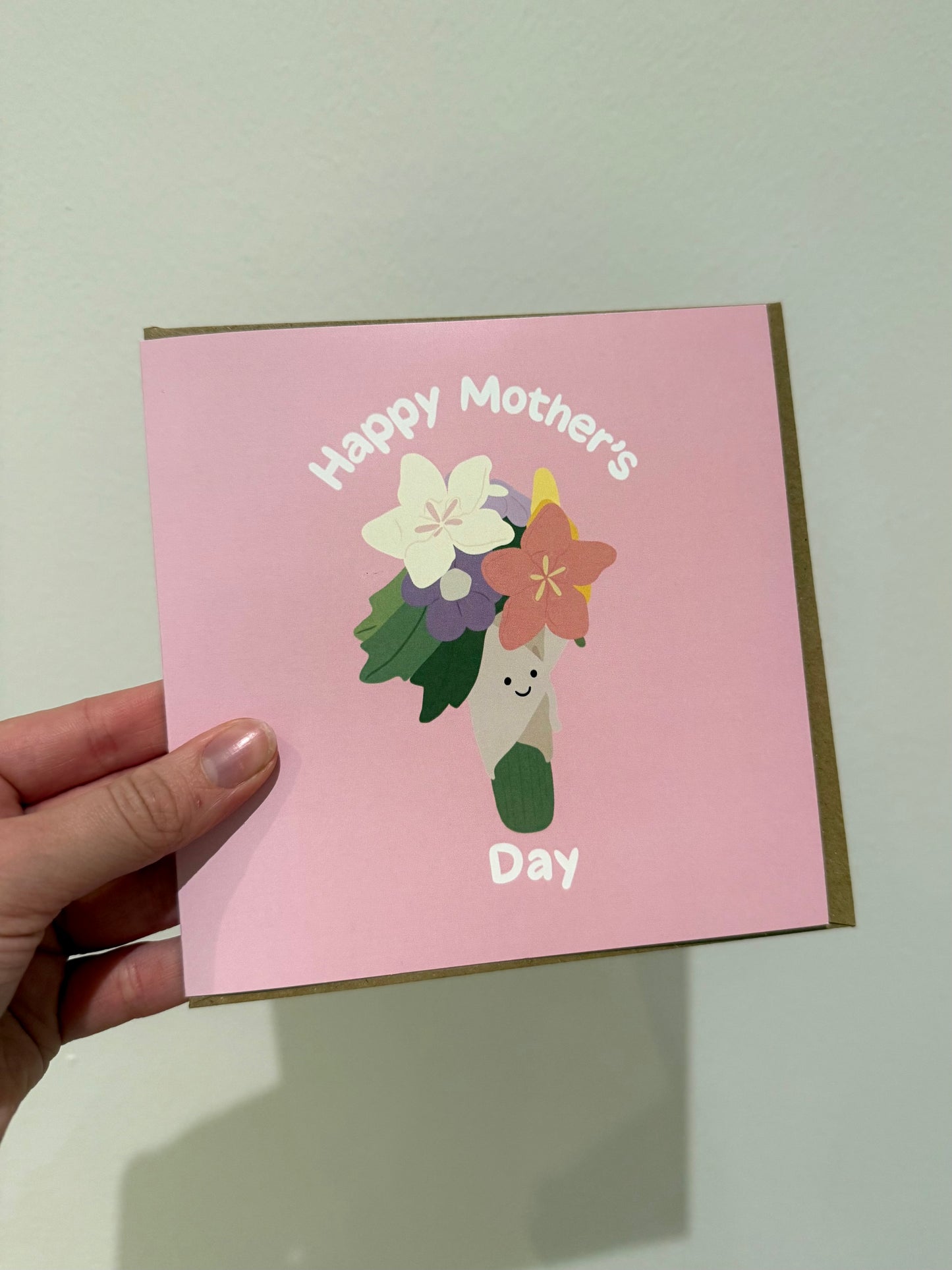 Mother’s Day Card. Flowers. Cuddly toy. Squared (148mmx148mm)