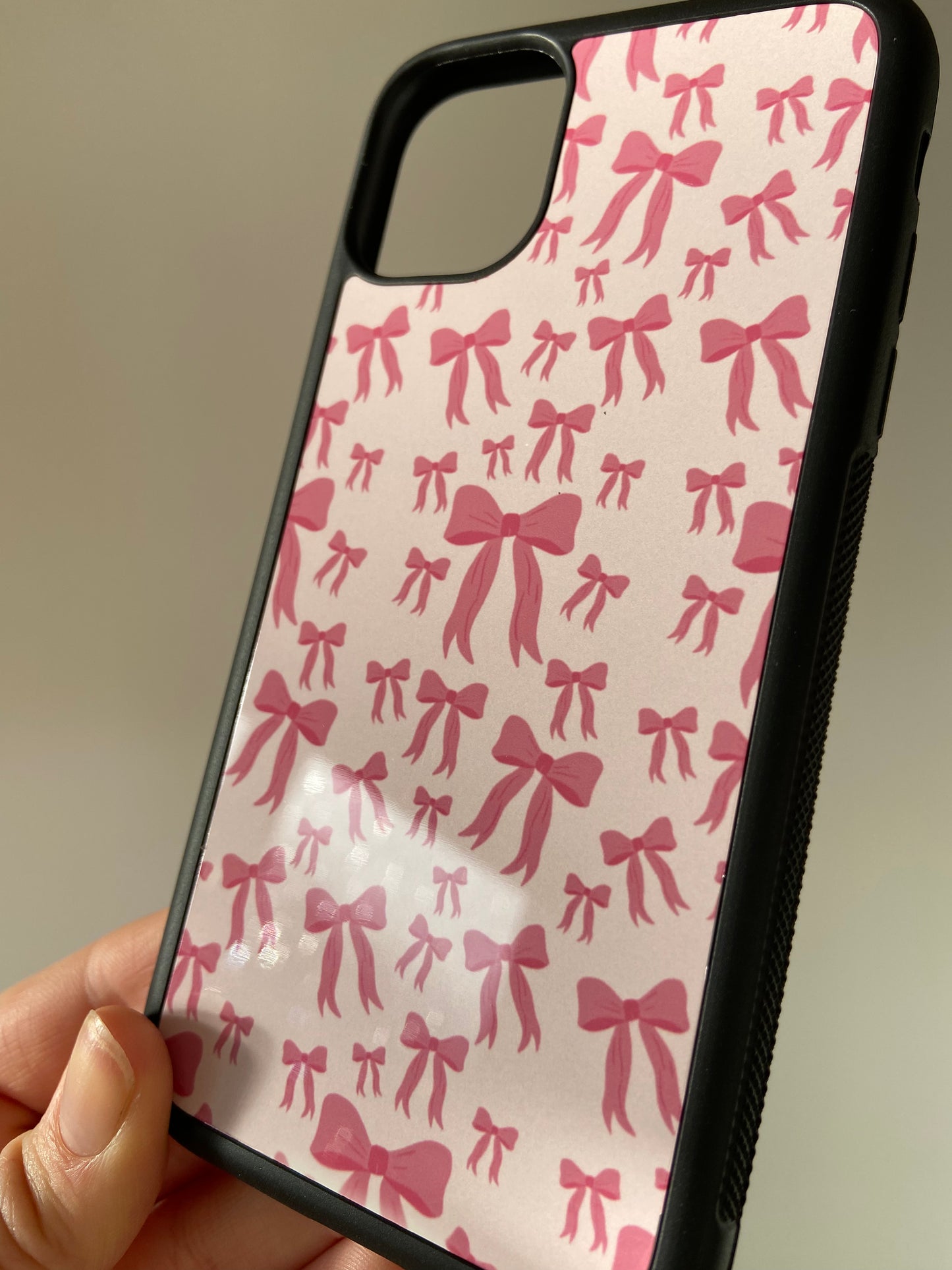 Pink ribbon bow phone case