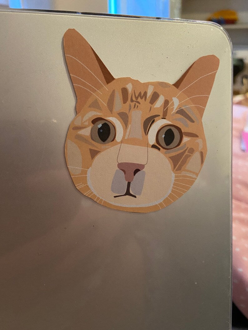 Ginger cat sticker. Matte sticker. Block colours. Orange cat